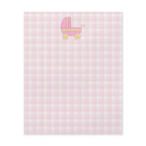 Baby Stroller. Pink and Yellow on Pink Check. Custom Flyer