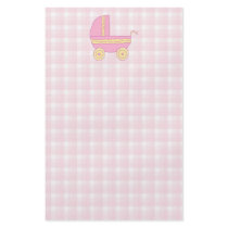 Baby Stroller. Pink and Yellow on Pink Check. Full Color Flyer