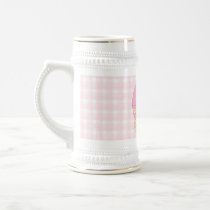 Baby Stroller. Pink and Yellow on Pink Check. Mugs