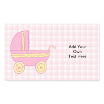 Baby Stroller. Pink and Yellow on Pink Check. Sticker