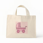 Baby Stroller. Pink on Light Pink Stripes. Bag