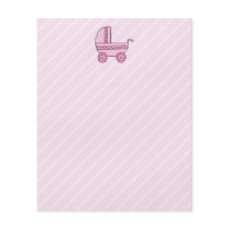 Baby Stroller. Pink on Light Pink Stripes. Flyer