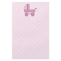 Baby Stroller. Pink on Light Pink Stripes. Full Color Flyer