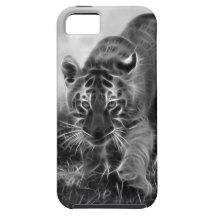 Baby Tiger stalking in Black and white iPhone 5 Case