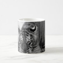 Baby Tiger stalking in Black and white Coffee Mug