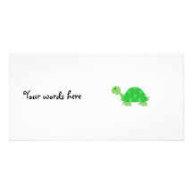Baby turtle in green fade photo card template