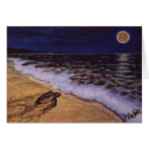baby turtle on costa rica beach greeting card