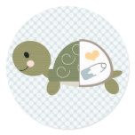 Baby Turtle Stickers Labels Blue Diaper Pin