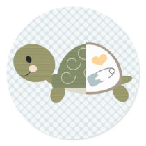 Baby Turtle Stickers Labels Blue Diaper Pin