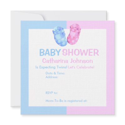 Baby Twins Booties Baby Shower Invitation by floatinglemonsevents