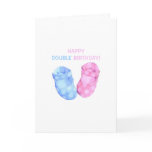 Baby Twins Booties Birthday Card