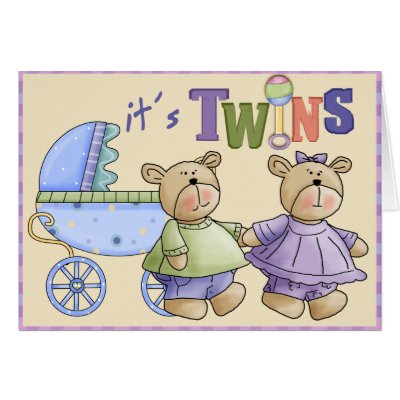 Baby Twins Greeting Card by RainbowCards