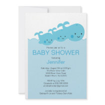 Baby Whales Twin Baby Shower Invitations