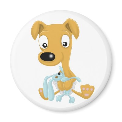 baby whippet and cuddly bunny fridge magnet by c_m_smith