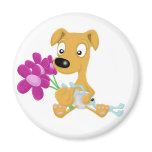 baby whippet and flowers fridge magnets