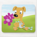 baby whippet and flowers mouse mat