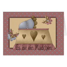 Baby Wiege Maedchen Grußkarte