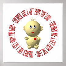 Baby with "Children are a gift from The Lord" Posters