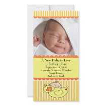 Baby with Duck PHOTO Birth Announcement