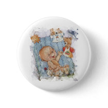 Baby with toys pinback buttons
