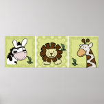 Baby Zoo Animals Giraffe Zebra Lion set of 3 Print