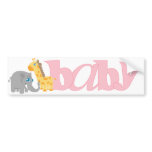 Baby Zoo Animals in Pink bumper stickers