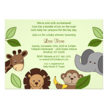 Baby Zoo Jungle Animals Baby Shower Invitations