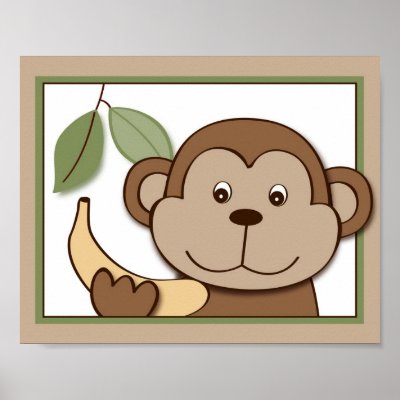 Baby Zoo Monkey Jungle Animal Wall Art Print 8X10 by little_prints