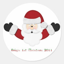 Babys 1st Christmas 2011 Round Stickers