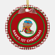 Babys 1st Christmas Holiday Ethnic Elf Custom Christmas Tree Ornaments