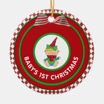 Babys 1st Christmas Holiday Girl Elf Personalised Christmas Ornaments