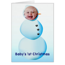 Baby's 1st Christmas Snowman Frame Greeting Card