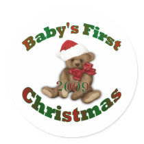 Babys 1st Christmas Round Stickers