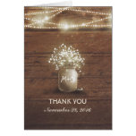 Baby's Breath Mason Jar Rustic Wedding Thank You Note Card