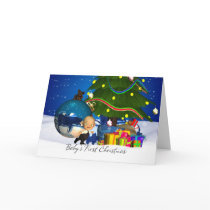 Baby's First Christmas Card With Cute Little Baby