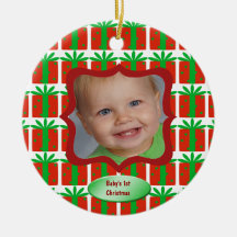 Babys First Christmas Custom Photo and Name Christmas Ornament