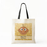 Baby's First Christmas. Dark Skin. On Gold Color. Canvas Bag