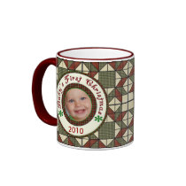 Babys First Christmas Holiday Photo Mugs