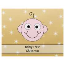 Baby's First Christmas. On Gold Colour background. Flyer Design
