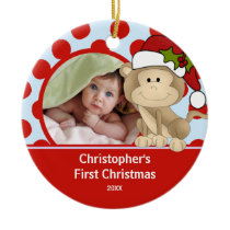 Baby's First Christmas Photo Ornament Monkey