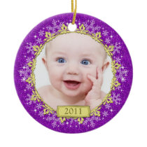 Baby's First Christmas Photo Ornament - Snowflakes