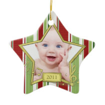 Baby's First Christmas Photo Xmas Ornament - Star