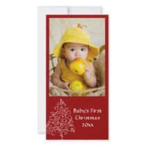 Baby's First Christmas Red Photo Card