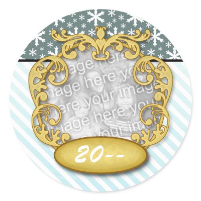 Baby's First Christmas Snowflake Stripe Blue teal by OrangeBirdDesigns