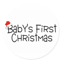 Babys First Christmas Round Stickers