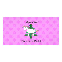 Baby's first christmas unicorn picture card