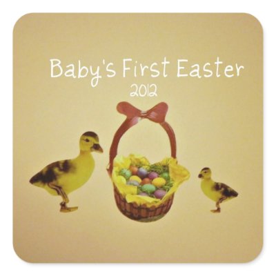 Baby's First Easter 2012 Square Sticker by Snowpeaceful