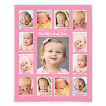 Baby's First Year Modern Photo Collage Print