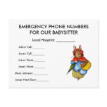 BABYSITTER EMERGENCY NUMBERS: Mrs. Rabbit Postcard
