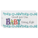 Babysitting coupon rack cards